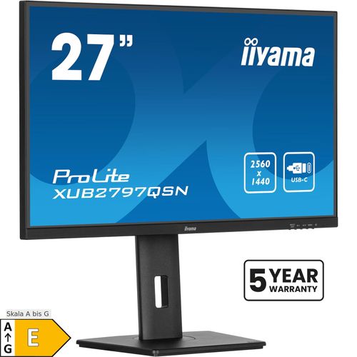 4948570125012 - 685cm 27 (2560x1440) iiyama XUB2797QSN-B2 169 QHD IPS 1ms 100Hz HDMI DP USB-C Speaker Pivot Black