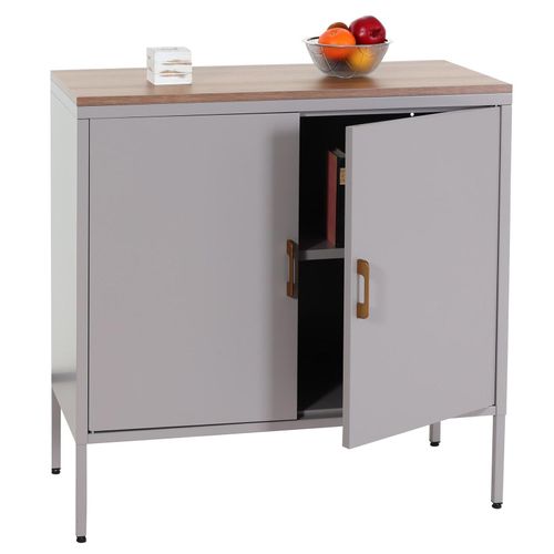4057651612591 - Kommode MCW-L84 Sideboard Schrank Anrichte 2 Türen Metall 90x90x40cm Melamin beschichtet ~ grau 4057651612591 - Kommode MCW-L84 Sideboard Schrank Anrichte 2 Türen Metall 90x90x40cm Melamin beschichtet ~ grau