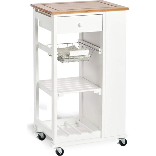4250648958959 - Küchenrollwagen weiß Bambus MDF 4250648958959 - Küchenrollwagen weiß Bambus MDF