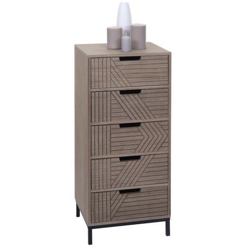 4057651711119 - Kommode MCW-N90 Schrank Highboard 3D-Design 5 Schubladen Holz Metall 84x35x29cm ~ grau-braun 4057651711119 - Kommode MCW-N90 Schrank Highboard 3D-Design 5 Schubladen Holz Metall 84x35x29cm ~ grau-braun