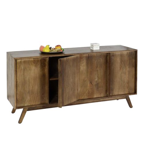 4057651836669 - Sideboard MCW-L96 Kommode Schrank Anrichte 4 Fächer und 4 Regalböden Massiv-Holz Mango 72x146x43cm MVG