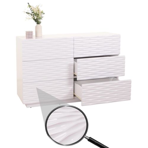 4057651650593 - Kommode MCW-M52 Schrank Sideboard 3D-Design Schubladen Push-to-open Massivholz Mango MDF 81x120x42cm Hochglanz weiß 4057651650593 - Kommode MCW-M52 Schrank Sideboard 3D-Design Schubladen Push-to-open Massivholz Mango MDF 81x120x42cm Hochglanz weiß