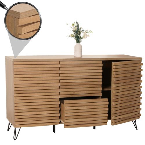 4057651650579 - Sideboard MCW-M49 Schrank Kommode Highboard 3D-Design Staufächer Massiv-Holz Mango Metall 85x142x44cm ~ natur 4057651650579 - Sideboard MCW-M49 Schrank Kommode Highboard 3D-Design Staufächer Massiv-Holz Mango Metall 85x142x44cm ~ natur