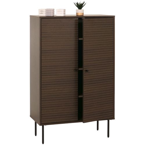 4057651709185 - Highboard MCW-N78 Kommode Schrank Sideboard skandinavischer Stil Metall Holz Melamin MVG 130x80x40cm ~ dunkelbraun