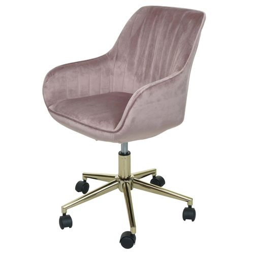 4057651614038 - Bürostuhl MCW-J62 Drehstuhl Schreibtischstuhl Lehnstuhl Stuhl Samt mit Armlehne goldenes Fußkreuz ~ rosa 4057651614038 - Bürostuhl MCW-J62 Drehstuhl Schreibtischstuhl Lehnstuhl Stuhl Samt mit Armlehne goldenes Fußkreuz ~ rosa
