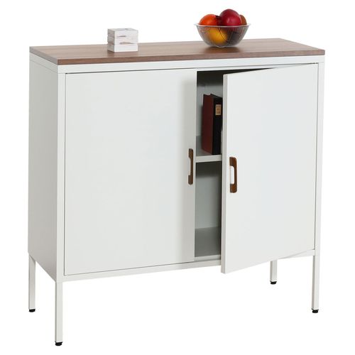 4057651605012 - Kommode MCW-L84 Sideboard Schrank Anrichte 2 Türen Metall 90x90x40cm Melamin beschichtet ~ weiß