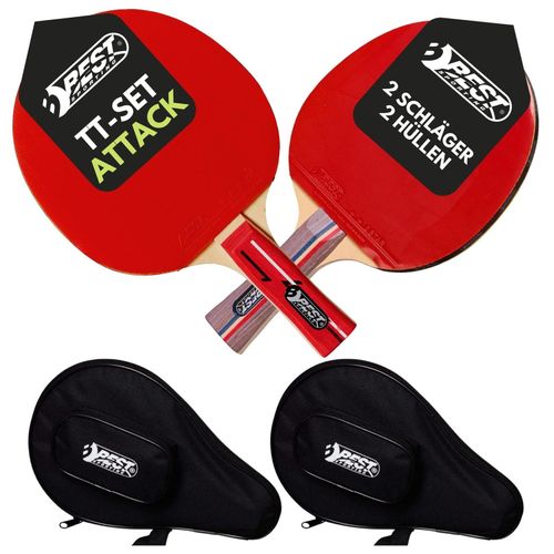 4009197092245 - Tischtennisschläger Set Attack I 2 Tischtennis Schläger und 2 Hüllen für die sichere Aufbewahrung I 4-teiliges wertiges Tischtennis Set I Tischtennissets I Table Tennis Racket 4009197092245 - Tischtennisschläger Set Attack I 2 Tischtennis Schläger und 2 Hüllen für die sichere Aufbewahrung I 4-teiliges wertiges Tischtennis Set I Tischtennissets I Table Tennis Racket