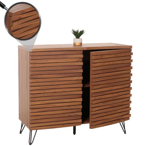 4057651651668 - Kommode MCW-M49 Schrank Sideboard Highboard 3D-Design Staufächer Massiv-Holz Mango Metall 85x95x45cm ~ Walnuss-Optik 4057651651668 - Kommode MCW-M49 Schrank Sideboard Highboard 3D-Design Staufächer Massiv-Holz Mango Metall 85x95x45cm ~ Walnuss-Optik