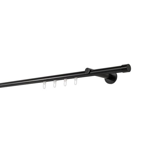 4066866174992 - Ondeco - Gardinenstange auf Maß Innenlauf 20mm Cap 1-lauf Vorhangstange Wandträger 12cm Stilgarnitur Gleiter für Vorhänge - Schwarz - 380cm 4066866174992 - Ondeco - Gardinenstange auf Maß Innenlauf 20mm Cap 1-lauf Vorhangstange Wandträger 12cm Stilgarnitur Gleiter für Vorhänge - Schwarz - 380cm