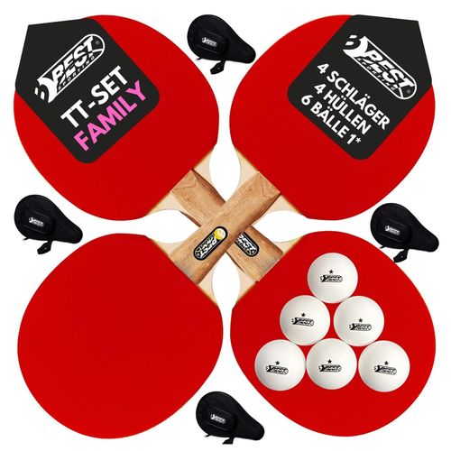 4009197092238 - Tischtennisschläger Set FAMILY I 4 Tischtennis Schläger 4 Schlägertaschen und 1* Tischtennisbälle I 9-teiliges wertiges Tischtennis Set I Tischtennissets I Table Tennis Racket