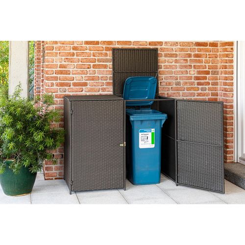 4033662997827 - Mülltonnenabdeckung 2er Stahl Kunststoffgeflecht grau 132 cm x 645 cm x 108 cm