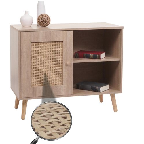 4057651869391 - Kommode MCW-M39 Schrank Sideboard Highboard Staufach Kubu Rattan Holz Melamin 67x80x38cm Eiche-Optik 4057651869391 - Kommode MCW-M39 Schrank Sideboard Highboard Staufach Kubu Rattan Holz Melamin 67x80x38cm Eiche-Optik