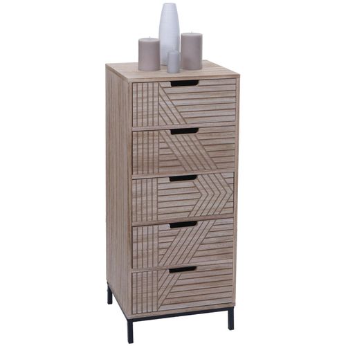 4057651711218 - Kommode MCW-N90 Schrank Highboard 3D-Design 5 Schubladen Holz Metall 84x35x29cm ~ natur 4057651711218 - Kommode MCW-N90 Schrank Highboard 3D-Design 5 Schubladen Holz Metall 84x35x29cm ~ natur