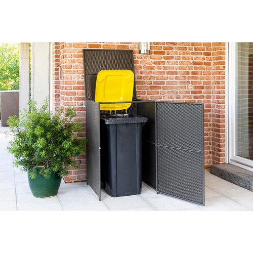 4033662997988 - Mülltonnenabdeckung Stahl Kunststoffgeflecht grau 75 cm x 78 cm x 123 cm 4033662997988 - Mülltonnenabdeckung Stahl Kunststoffgeflecht grau 75 cm x 78 cm x 123 cm