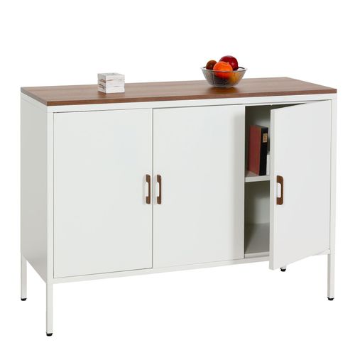 4057651612454 - Kommode MCW-L84 Sideboard Schrank Anrichte 3 Türen Metall 90x120x40cm Melamin beschichtet ~ weiß 4057651612454 - Kommode MCW-L84 Sideboard Schrank Anrichte 3 Türen Metall 90x120x40cm Melamin beschichtet ~ weiß