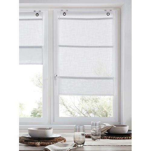 4056751484930 - Raffrollo HEINE HOME Raffrollos Gr 130 cm Ösen 45 cm weiß Raffrollos halbtransparent 4056751484930 - Raffrollo HEINE HOME Raffrollos Gr 130 cm Ösen 45 cm weiß Raffrollos halbtransparent