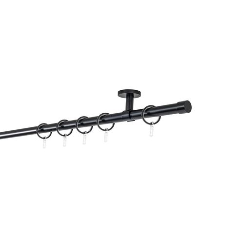 4066866157674 - Ondeco - Gardinenstange auf Maß 20mm Cap 1-lauf Vorhangstange Deckenträger 4cm Stilgarnitur mit Ringen für Vorhänge - Schwarz - 110cm 4066866157674 - Ondeco - Gardinenstange auf Maß 20mm Cap 1-lauf Vorhangstange Deckenträger 4cm Stilgarnitur mit Ringen für Vorhänge - Schwarz - 110cm