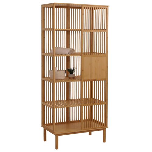 4057651901671 - Bambus Standregal MCW-N81 Badezimmerschrank Badschrank Badregal Kommode 5 Regalböden Schiebetür MVG 186x80x45cm 4057651901671 - Bambus Standregal MCW-N81 Badezimmerschrank Badschrank Badregal Kommode 5 Regalböden Schiebetür MVG 186x80x45cm