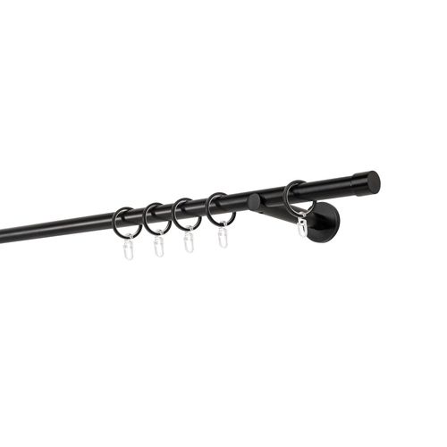 4066866112758 - Ondeco - Gardinenstange auf Maß 20mm Cap 1-lauf Vorhangstange Wandträger 12cm Stilgarnitur mit Ringen für Vorhänge - Schwarz - 140cm 4066866112758 - Ondeco - Gardinenstange auf Maß 20mm Cap 1-lauf Vorhangstange Wandträger 12cm Stilgarnitur mit Ringen für Vorhänge - Schwarz - 140cm
