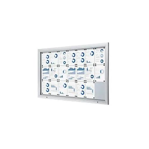 8595578316704 - SHOWDOWN Abschließbarer Schaukasten Magnetisch 1685 (B) x 1067 (H) cm Silber 21 x DIN A4