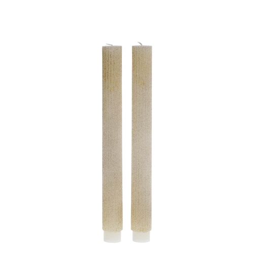 5712750377121 - Chic Antique Stabkerze mit Rillen und Glitzer 2er-Set H265 Ø 25 cm creme 5712750377121 - Chic Antique Stabkerze mit Rillen und Glitzer 2er-Set H265 Ø 25 cm creme