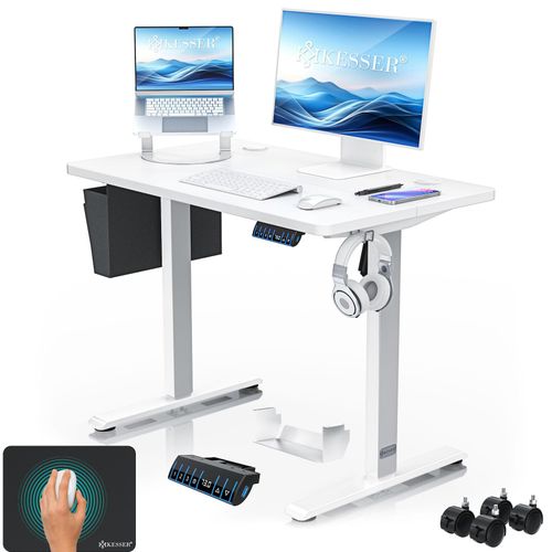 4255598328777 - KESSER® Höhenverstellbarer Schreibtisch elektrisch Ergonomisch Steh-Sitz Schreibtisch 3-Funktions-Memory Steuerung Inkl 360° Rollen & USB-Ladeanschluss Computertisch für Homeoffice 4255598328777 - KESSER® Höhenverstellbarer Schreibtisch elektrisch Ergonomisch Steh-Sitz Schreibtisch 3-Funktions-Memory Steuerung Inkl 360° Rollen & USB-Ladeanschluss Computertisch für Homeoffice