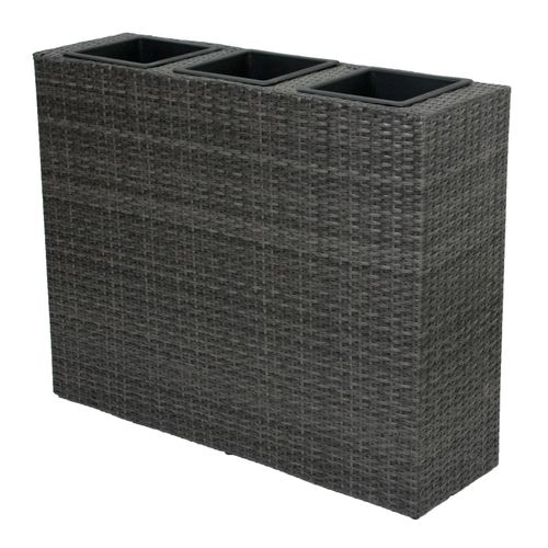 4041908099730 - Rattan Raumtrenner mit 3 Pflanztöpfen Pflanzschale Blumentopf grau Übertopf 4041908099730 - Rattan Raumtrenner mit 3 Pflanztöpfen Pflanzschale Blumentopf grau Übertopf