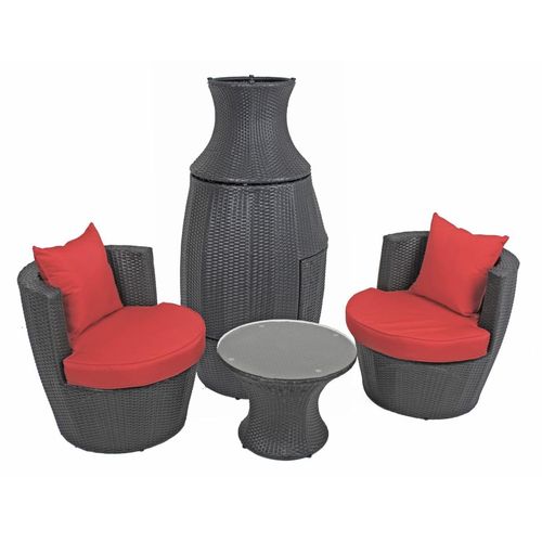 4041908099990 - Sitzgruppe Linz rot   schwarz Kunststoff Metall 7-teilig