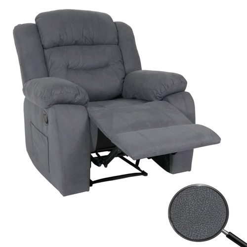 4057651640303 - Fernsehsessel MCW-J57 XXL Relaxsessel TV-Liegesessel Nosagfederung Wildleder-Optik Stoff Textil bis 200kg ~ graublau