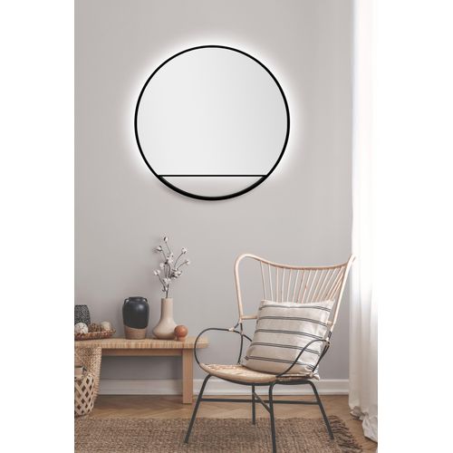 4250312114704 - Black Hole Light Spiegel rund � 80 cm � runder Wandspiegel in matt schwarz - Wandspiegel mit LED - Badspiegel rund mit hochwertigen