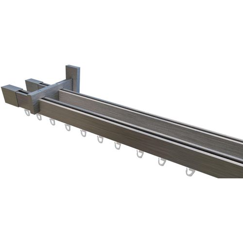 4042627467442 - Innenlaufschiene INDEKO Trend-Line Gardinenstangen Gr L 210 cm Ø 35 mm 1 St 2 läufig grau (edelstahl op) Gardinenschienen Wunschmaßlänge