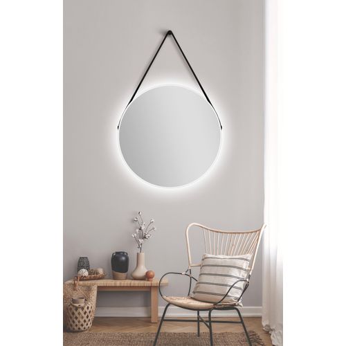4250312114605 - - White Light Spiegel rund � 80 cm � runder Wandspiegel in matt wei� - Wandspiegel mit led - Badspiegel rund mit hochwertigen Aluminiumrahmen