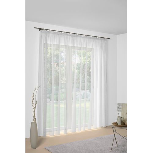 4004567482435 - Gardine WIRTH Mara weiß Gardinen 175cm Faltenband 750cm Polyester Fertig-Store mit FB 13 nach Maß B750cm H175cm