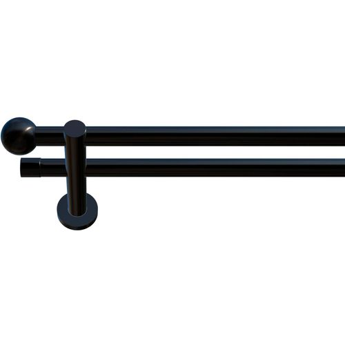4042627430255 - Gardinenstange INDEKO Colombes Gardinenstangen Gr L 440 cm Ø 20 mm 2 läufig 2 läufig schwarz (schwarz glanz) Gardinenstangen nach Maß Komplett-Set inkl Montagematerial
