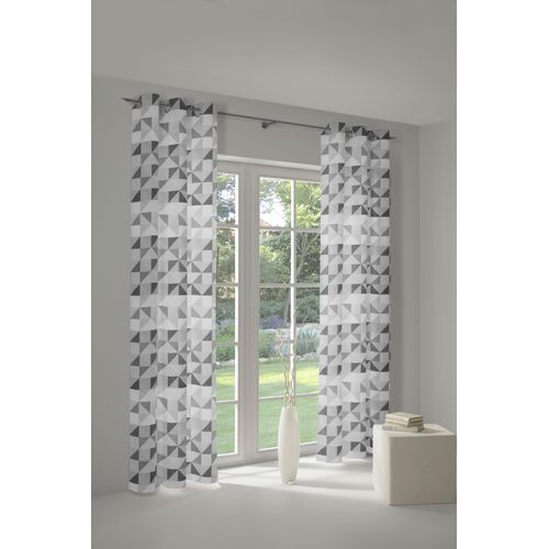 4004567405021 - Vorhang WIRTH Berlare grau (dunkelgrau) Gardinen 305cm Ösen 132cm Baumwolle Polyester nach Maß B132cm H305cm