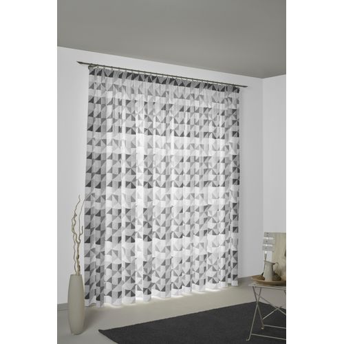 4004567404512 - Vorhang WIRTH Berlare Gardinen Gr 335 cm Kräuselband 132 cm grau (dunkelgrau) Kräuselband nach Maß
