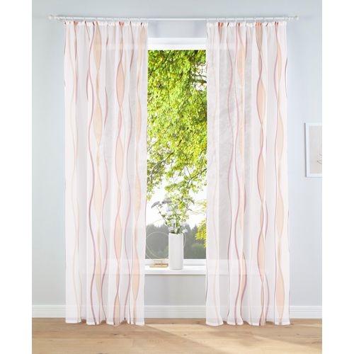 6920192981724 - Gardine MY HOME Dimona Gr 3 orange (creme terra) B140cm H225cm Voile Polyester Gardinen 2er-Set Bestseller Polyester Wellen