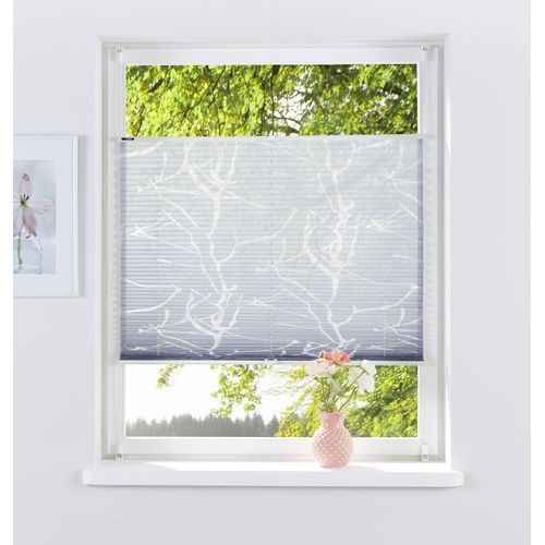 6972828882516 - Plissee MY HOME ANNA Plissees Gr 210 cm zweiseitig verschiebbar 70 cm grau Kinder Kinderzimmer-Plissees Ästemotiv Bestseller mit über 500 45-Sterne-Bewertungen Klemmträger