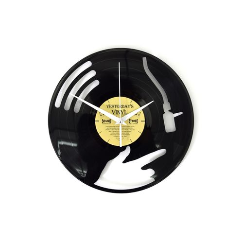 5400837150032 - Wanduhr »Yesterdays Vinyl Disc Jockey Ø 30 cm Gold Schwarz«