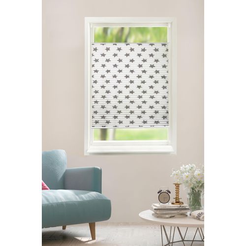6974372314086 - Plissee LÜTTENHÜTT Stern Plissees Gr 130 cm zweiseitig verschiebbar 85 cm grau Kinder im Fixmaß mit Sternen bedruckt 6974372314086 - Plissee LÜTTENHÜTT Stern Plissees Gr 130 cm zweiseitig verschiebbar 85 cm grau Kinder im Fixmaß mit Sternen bedruckt