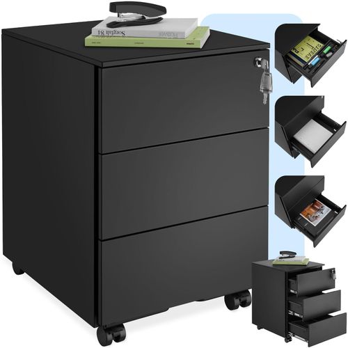 4061173261441 - tectake® Aktenrollschrank aus pulverbeschichtetem Stahl herausnehmbarer Einsatz für Büroutensilien 39 x 45 x 55 cm