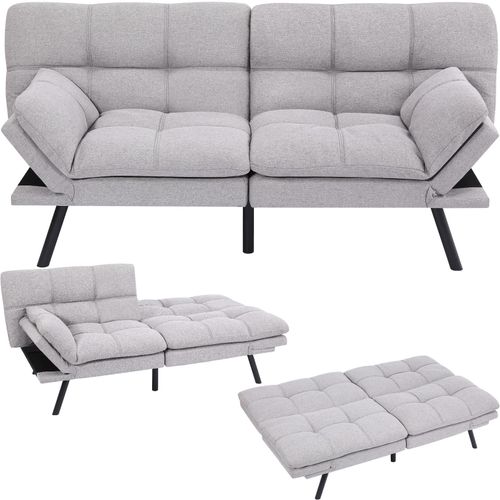 4260595756003 - Schlafsofa 3-Sitzer Schlafcouch Paul verstellbar mit Schlaffunktion in Grau - Makika 4260595756003 - Schlafsofa 3-Sitzer Schlafcouch Paul verstellbar mit Schlaffunktion in Grau - Makika