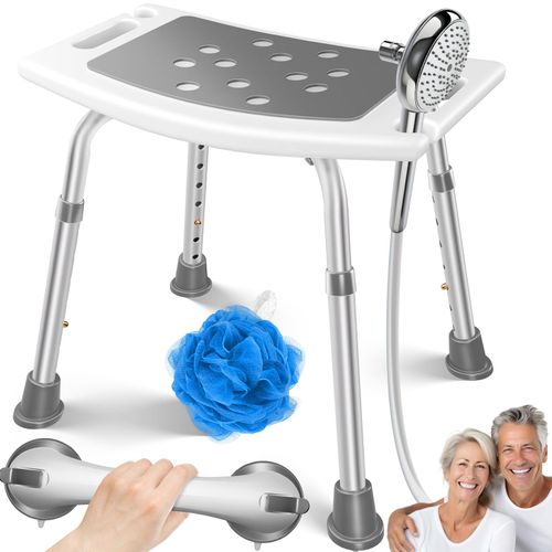 4255598334327 - KESSER® Duschhocker höhenverstellbar Leichter Badhocker rutschfeste Gummifüße Duschstuhl 136KG belastbar Duschhilfe Senioren Saugnapf Haltegriff Badewannengriff Duschsitz mit Brausehalterung 4255598334327 - KESSER® Duschhocker höhenverstellbar Leichter Badhocker rutschfeste Gummifüße Duschstuhl 136KG belastbar Duschhilfe Senioren Saugnapf Haltegriff Badewannengriff Duschsitz mit Brausehalterung
