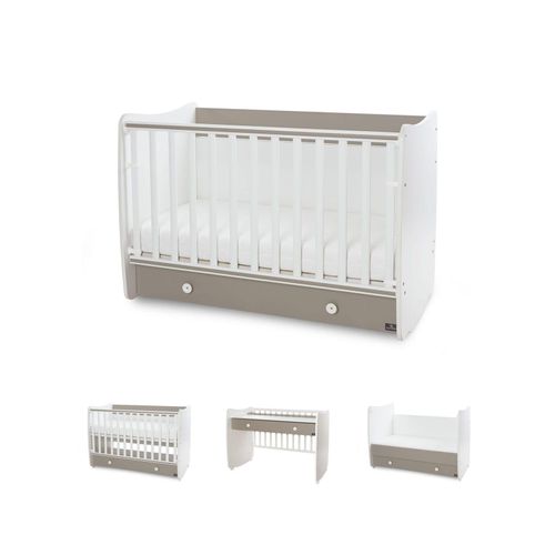 3800166107295 - Babybett Dream 70 x 140 cm umbaubar Kinderbett Schaukelbett Schreibtisch dunkelbraun weiß
