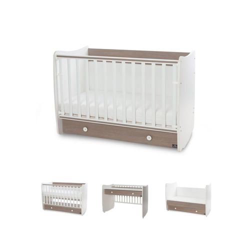 3800166107271 - Babybett Dream 70 x 140 cm umbaubar Kinderbett Schaukelbett Schreibtisch braun weiß 3800166107271 - Babybett Dream 70 x 140 cm umbaubar Kinderbett Schaukelbett Schreibtisch braun weiß