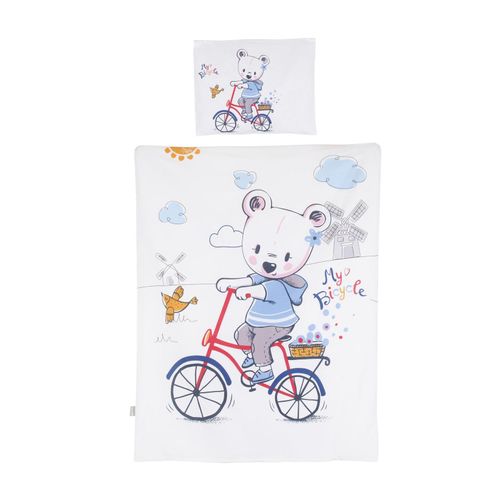 3800931060701 - 5-teiliges Bettwäsche Set Decke 95 x 125 cm Kissen 35 x 45 cm blau Rennfahrer