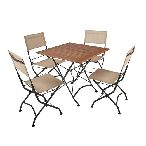 4059865543265 - 5-tlg Holz Tischgruppe TRIEST Set Garten Sitzgruppe Outdoor Metall Möbel Tisch 4059865543265 - 5-tlg Holz Tischgruppe TRIEST Set Garten Sitzgruppe Outdoor Metall Möbel Tisch