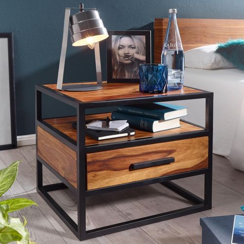 4250950287167 - Finebuy - Nachtkonsole Sheesham Holz 50x45x45 cm Metall schwarz Nachttisch Nachtkästchen mit Schublade Nachtkommode Bett Nachtschrank Nachtkasten 4250950287167 - Finebuy - Nachtkonsole Sheesham Holz 50x45x45 cm Metall schwarz Nachttisch Nachtkästchen mit Schublade Nachtkommode Bett Nachtschrank Nachtkasten