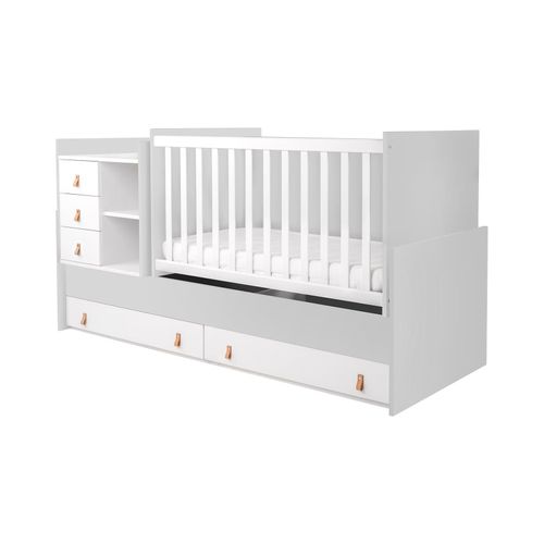 3801003040218 - Kikkaboo Babybett Lorena 4 in 1 Kommode Schaukelfunktion Schreibtisch Jugendbett grau