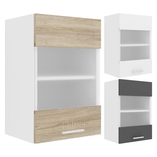 4051814423307 - Küchenschrank hängend Maße ca H 60 x B 40 x T 31 cm Hängeschrank mit zwei Fächern Küchenschrank mit Glas Küchenmöbel - Esilo